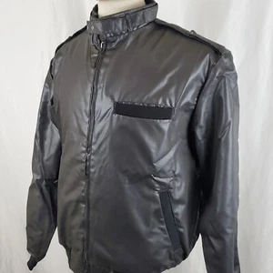Pla-Jac by Dunbrooke Jacket Men's Large Black Cafe Racer Style 80s New Vintage - Picture 1 of 11