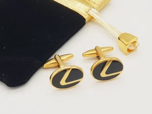 LEXUS 24ct GOLD PLATED CUFFLINKS SET XMAS GIFT POUCH - Picture 1 of 1