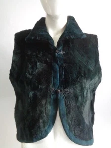 BRAND NEW DARK GREEN SHEARED BEAVER FUR VEST WOMEN WOMAN SIZE 4 SMALL $825 OFF! - Picture 1 of 3