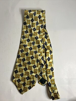 Como House 黄色和蓝色盒子形状设计 %100 真丝领带 — 第 1/4 张图片