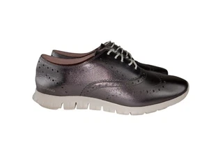 Cole Haan Women's ZeroGrand Wing Oxford Flat Size 9B W28610 Dark Silver leather - Picture 1 of 9