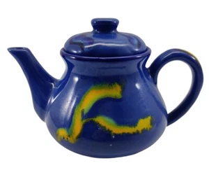Tetera de gres azul cobalto Kazuri Kenia para dos RARA - Imagen 1 de 15