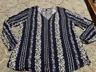 Old Navy Size XXL Floral Navy Blue Yellow Top Blouse Women Stylish