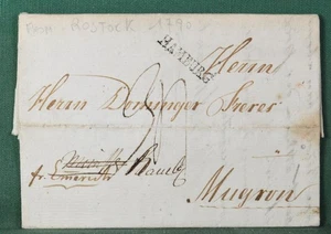 ALEMANIA Pre Sello Cubierta 1790 Rostock Hamburgo a Mugron Francia (HcM26) - Imagen 1 de 5