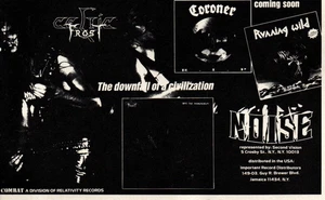 De colección REVISTA CELTIC FROST CORONER ANUNCIO IMPRESO Running Wild REGISTROS DE COMBATE Recortes - Imagen 1 de 1