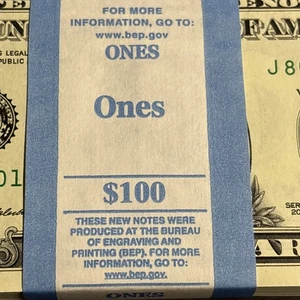 2021 $1 One Dollar FULL BEP Pack 100 Consecutive UNC Notes Malerba/Yellen Sigs - Picture 1 of 7