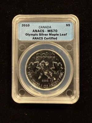 2010 Canada $5 Vancouver Olympics 1oz Silver Maple ANACS MS70 Item#223 - Image 1 of 4