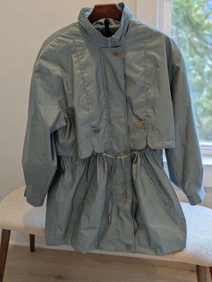  Abrigo Fleet Street Grande Turquesa Ventilado Capucha Forrado Chaqueta de Lluvia Usado en Excelente Condición Foto 1 de 4