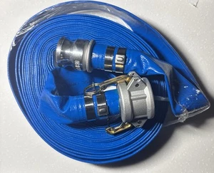 1-1/2" x 50ft PVC Lay Flat Discharge Hose With Aluminum Camlock C & E Fitting... - Picture 1 of 4