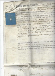 1875 VELLUM MARRIED WOMEN DEED WREXAM DENBIGH WALES MARY JUNE BURG REVENUE STAMP - Picture 1 of 1