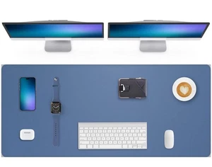 Leather Desk Pad Protector- 55" x 17" Office Desk Mat Non-Slip Mouse Pad - Picture 1 of 9