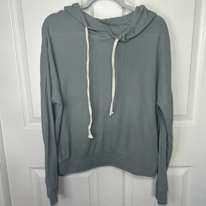 Sudadera con capucha Pact para mujer tejida gofre manga larga algodón orgánico azul gris grande - Imagen 1 de 6