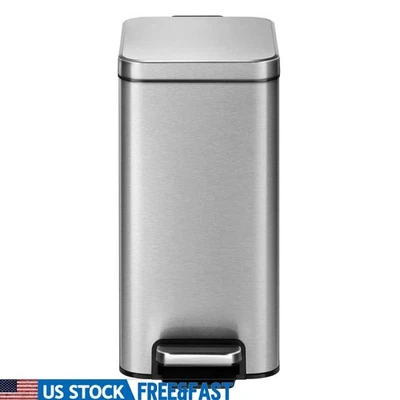 Bote de basura escalonado de acero inoxidable 26 galones tapa de cierre suave cesta de basura uso en interiores Foto 1 de 4