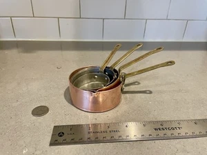 Antique Copper Measuring Cups. Set of 4: 1/4, 1/2, 3/4, 1 Cup. - Picture 1 of 8