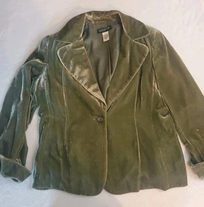 Giacca blazer vintage Jones New York misto seta verde velluto schiacciato taglia 14 - Foto 1 di 8