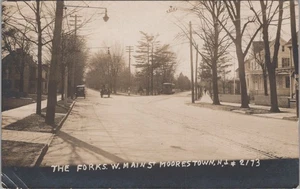 The Forks West Main Street Moorestown New Jersey NJ Trolley 1910s RPPC Postcard - Picture 1 of 4