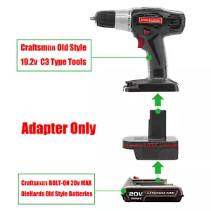 1x Adapter Upgrade for Craftsman 19.2v Tools To for BOLT-ON 20v DieHard Battery - Picture 1 of 5