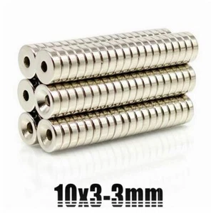 5x imán de anillo 10 x 3 x Ø 3 mm N50 orificio de neodimio orificio imán anillo de reducción - Imagen 1 de 3