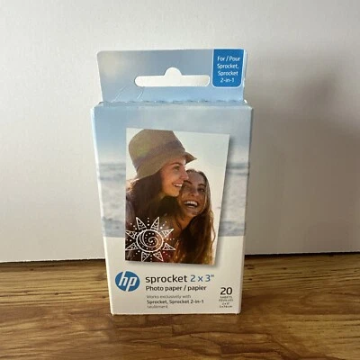 HP Sprocket 2x3" Premium Zink Sticky Back Photo Paper (20 Sheets) Compatible - Image 1 of 4