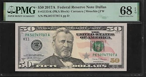 US 50 Dollars 2017A PMG 68 EPQ UNC Fr #2133-K FRN Dallas Carranza/Mnuchin - Picture 1 of 4