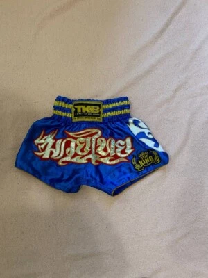 Pantalones Cortos de Boxeo Muay Thai Vintage Tailandés Azul Talla S Camiseta Deportiva Estrellada Foto 1 de 4