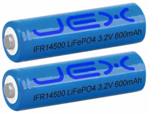 2X AA Rechargeable Lithium Battery 600mAh 3.2V 14500 LiFePO4 IFR14505 IFR14500 - Picture 1 of 2