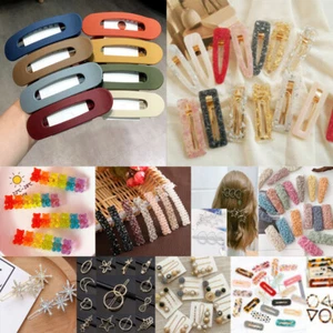 Women's Barrette Hair Grips Snap Clips Crystal Pins Hairpin Slide Accessories  - Foto 1 di 107