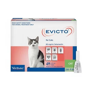 Evicto Spot On Flea & Worm Treatment for Cats 2.6-7.5kg Pink 4 Pack - Picture 1 of 1