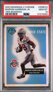 2023 BOWMAN U CHROME MARVIN HARRISON JR RC 1955 BOWMAN #55BF23 REFRACTOR PSA 10 - Picture 1 of 2