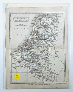 Mapa antiguo de Holanda y Bélgica de Sydney Hall de 1825, Países Bajos, Luxemburgo - Imagen 1 de 3