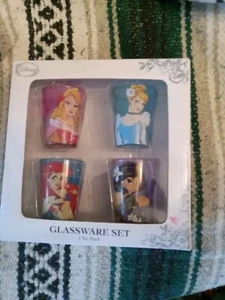 Disney Princess Glassware Set Of 4Snow White Ariel Cinderella Belle 1.5 Oz New - Picture 1 of 10