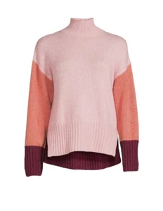 Time and Tru Strickpullover farbblockiert rosa Stehkragen Damen Größe M - Bild 1 von 13