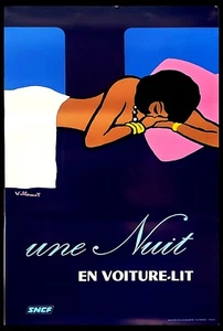 1973 * Manifesto, Original Poster "A Night in a Bed Car - Villemot B" Franci - Picture 1 of 9