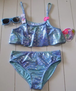 Girls bmagical 3 Pc Fully Lined Mermaid Bikini Swimsuit and Sunglasses Sz 12 - Picture 1 of 4