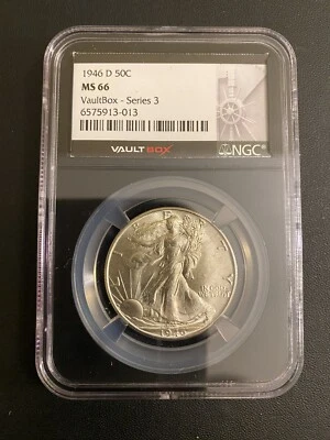 1946-D Walking Liberty Half 50c MS66 NGC Vault Box - Image 1 of 2