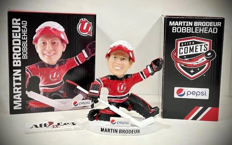2021-22 UTICA DEVILS MARTIN BRODEUR SGA BOBBLEHEAD JERSEY DEVILS ~ NIB Cover