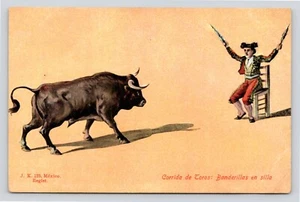 Stierkampf: Fahnen auf dem Stuhl Bullfighter MX JK 119 VTG unused Postcard - Bild 1 von 2