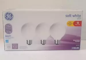 GE Soft White LED 25w G25 Replacement Bulbs 3pk - Picture 1 of 4
