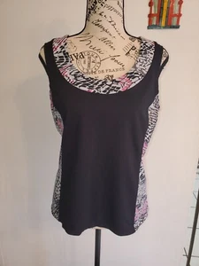 Tranquility by Soma Tank Top Black & Pink Sz M - Picture 1 of 5