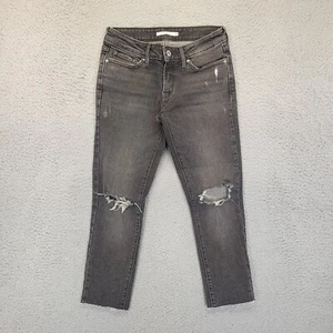 Levi's Jeans Womens Size 26 Faded Black Skinny 711 Fade Distressed Cropped Denim - Picture 1 of 21
