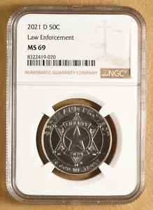 2021 D Law Enforcement Commemorative Half Dollar NGC MS69 - Picture 1 of 2