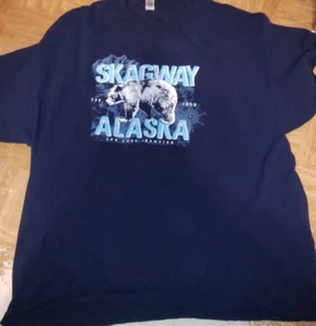 Skagway Alaska-The Last Frontier Est 1959 2XL Blue T-Shirt on Gildan Tee - Picture 1 of 2