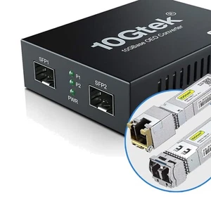 Reliable Fiber to 10G Copper Media Converter with 10km Range and LED Monitoring - Photo 1/10