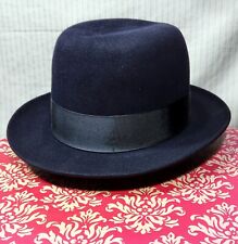 Vintage BOEGEL'S "Customized" Homburg Hat - Navy Blue Fur Finish ~ 6⅞ ~ NOS!