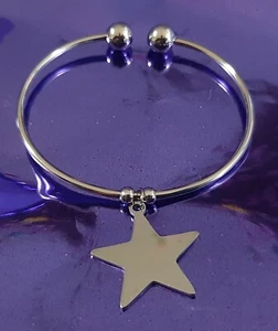 Bracciale Acciaio STELLA Rigido (No Pandora) Argento Ciondolo Anallergico  - Picture 1 of 2