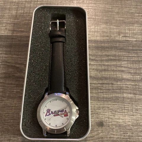 MLB Atlanta Braves Game Time Watch New Black Leather Band Cover