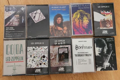 10 cassette tapes Led Zeppelin Robert Plant Jimmy Page The Firm Jason Bonham - Image 1 of 3
