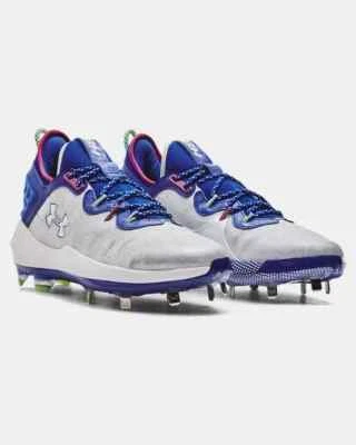 UNDER ARMOUR MENS HARPER 8 LOW ST METAL BASEBALL CLEATS SIZE 10 WHITE ROYAL - Image 1 of 4