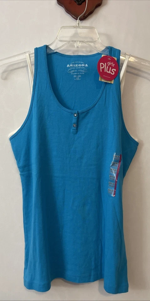 Camiseta sin mangas Arizona Girls grande 14,5-16,5 Plus azul en capas ¡NUEVA CON ETIQUETAS! A3377 Foto 1 de 4