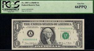 1969D $1 FRN A00900000B P.C.G.S #66PPQ - Picture 1 of 3